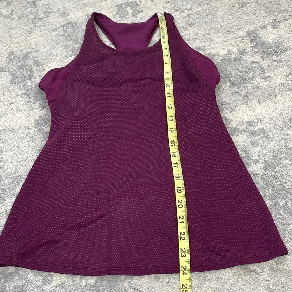 Lululemon Pushing Limits Tank Top Marvel Purple Built In Sports Bra Sz 8